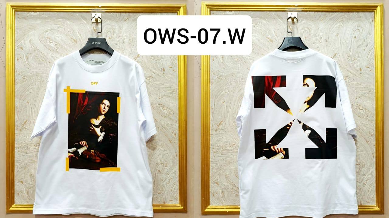 Off-White Inspired White Tee – OWS-07.W Oversized Streetwear