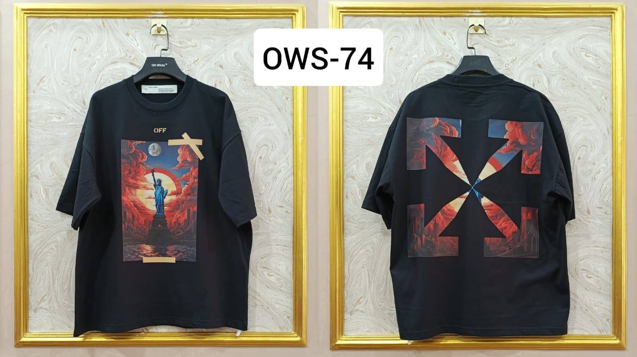 OWS-74 | Off-White Style Graphic T-Shirt โ Streetwear Oversized Tee