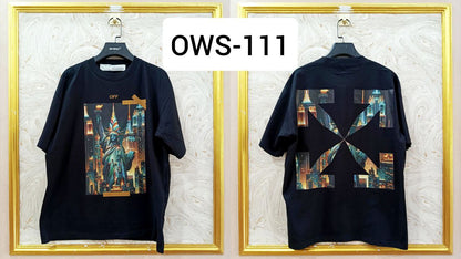 OWS-111 | Off-White Style Graphic T-Shirt – Streetwear Oversized Tee