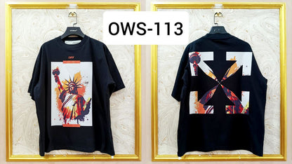 OWS-113 | Off-White Style Graphic T-Shirt – Streetwear Oversized Tee