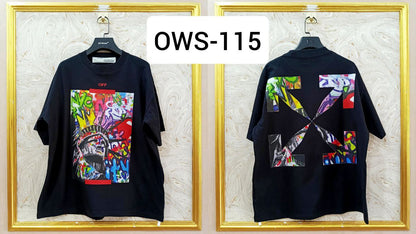 OWS-115 | Off-White Style Graphic T-Shirt – Streetwear Oversized Tee