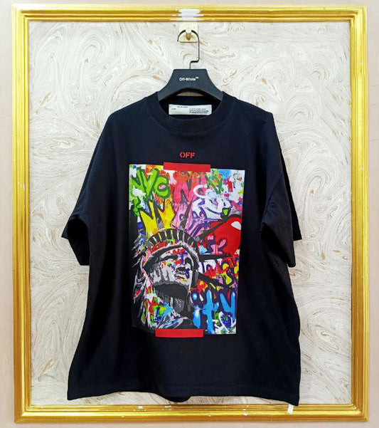 OWS-115 | Off-White Style Graphic T-Shirt – Streetwear Oversized Tee