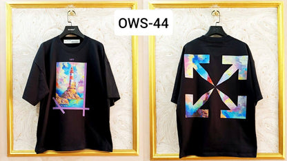 OWS-44 | Off-White Style Graphic T-Shirt – Streetwear Oversized Tee
