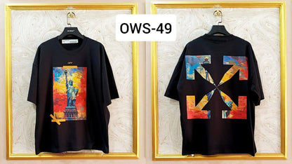 OWS-49 | Off-White Style Graphic T-Shirt – Streetwear Oversized Tee