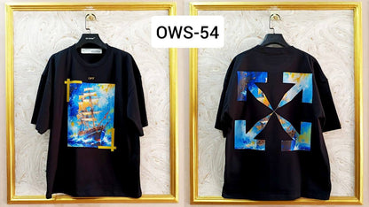 OWS-54 | Off-White Style Graphic T-Shirt – Streetwear Oversized Tee