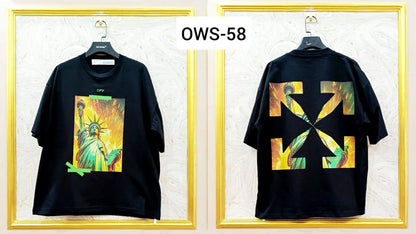 OWS-58 | Off-White Style Graphic T-Shirt – Streetwear Oversized Tee