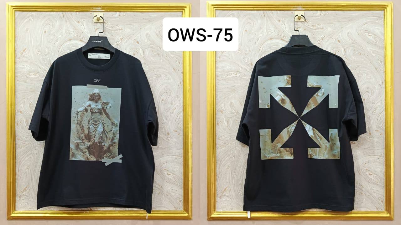 OWS-75 | Off-White Style Graphic T-Shirt – Streetwear Oversized Tee