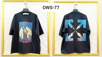 OWS-77 | Off-White Style Graphic T-Shirt – Streetwear Oversized Tee